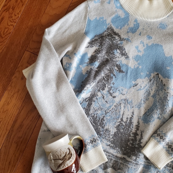 Northern Reflections mountain scene mock neck sweater - Picture 7 of 7